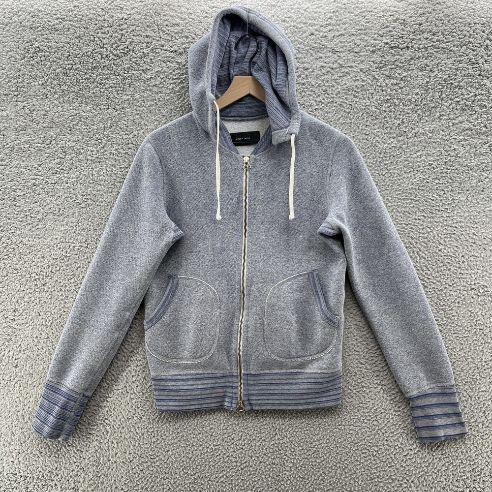 Wings Horns Hoodie Womens Small Blue Full Zip Made Canada Sweatshirt Jacket